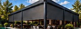 Exterior screens around an outdoor living space