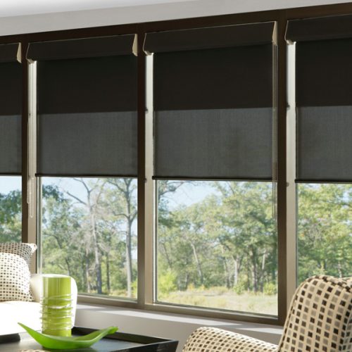 Interior shade in a bright bedroom
